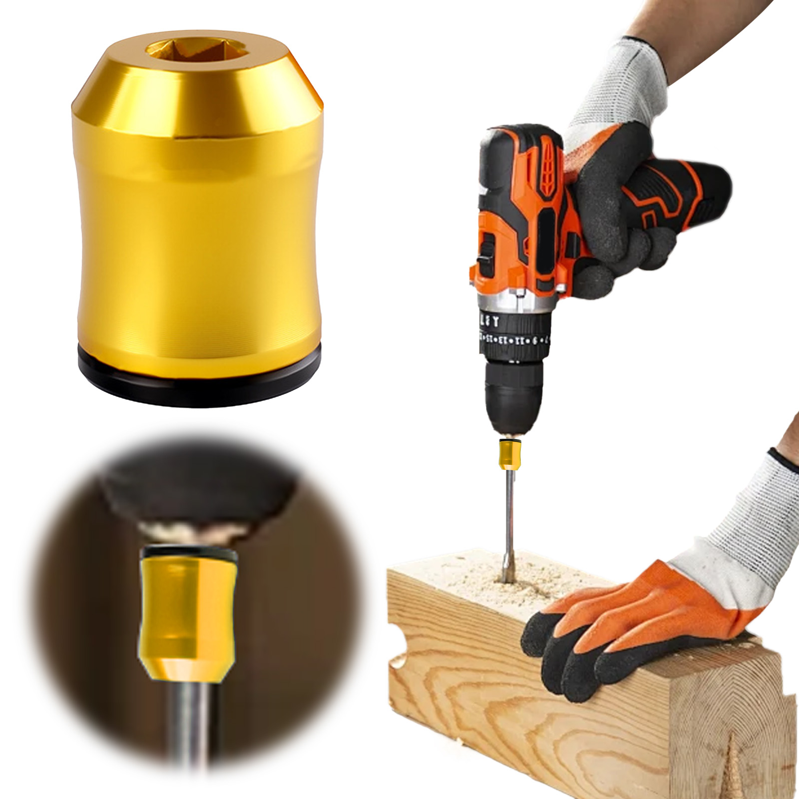 Power Tools Yellow - 2Pcs Magnetic Screw Rings 6.35mm Anti-Slip