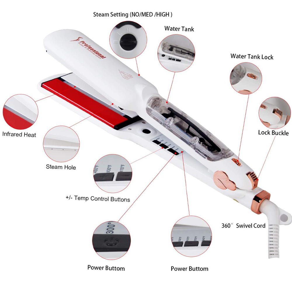 Steam Hair Straightener with I - مراجعة Power Tools Voltage وسعره