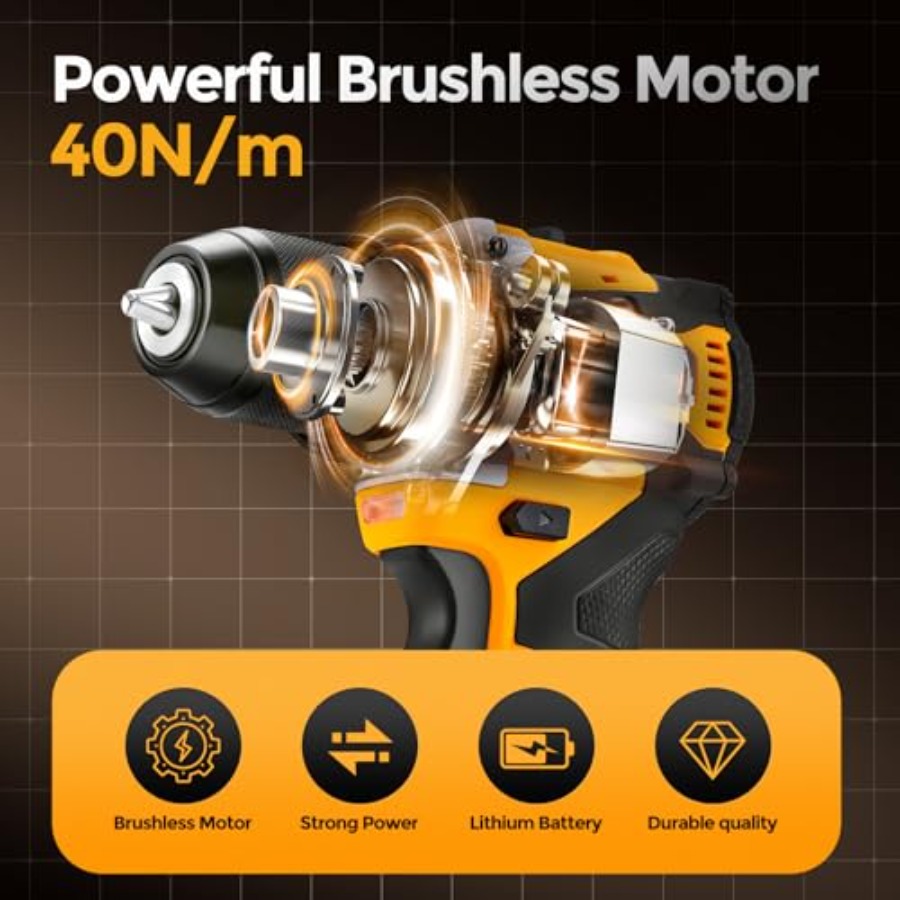 Brushless Motor Tool Kit Set:  - مراجعة Power Tools Yellow وسعره